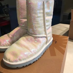 White sequin Ugg’s